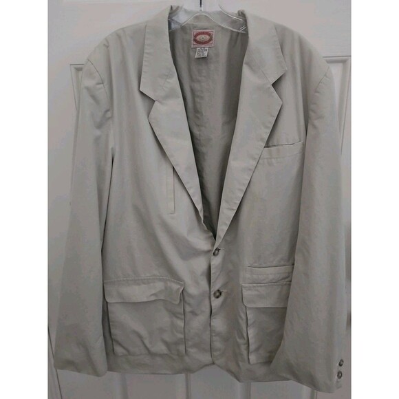 VTG Banana Republic Jacket Mens 44L Tan Blazer Cotton Safari Field Lined Travel